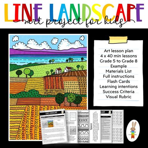 Art Lessons – Kerry Daley Line Art Lessons Middle School, Art Lesson Plans Middle School, Planning 2025, Landscape Art Lessons, Line Landscape, Intermediate Art, Line Art Projects, Line Art Lesson, Art Lesson Plan