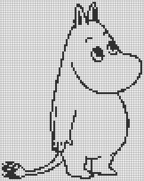 Moomin Knitting Chart, Moomin Knitting Pattern, Moomin Alpha Pattern, Moomin Pixel Art, Moomin Cross Stitch, Moomin Crochet, Moomin Knitting, Pixel Crochet, Tapestry Crochet Patterns