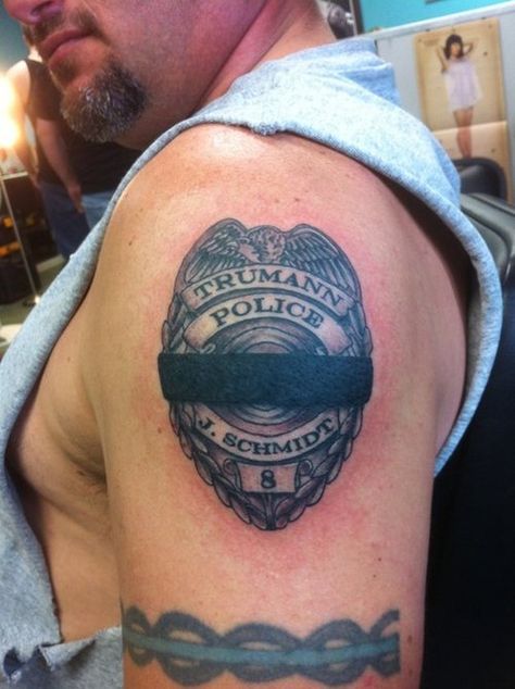 Badge Number Tattoo, Police Wife Tattoo, Badge Tattoo, Rebirth Tattoo, Police Tattoo, Police Officer Badge, Ems Tattoos, Wife Tattoo, Tattoos Cool