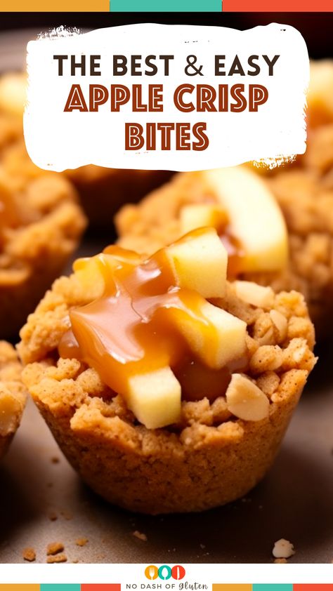 Apple Crisp Bites Recipe With Oats, Caramel Apple Crisp Bites, Apple Crisp Bites Recipe, Apple Crisp Bites, Oat Crust, Homemade Apple Crisp, Caramel Apple Crisp, Apple Pie Bites, Apple Bite