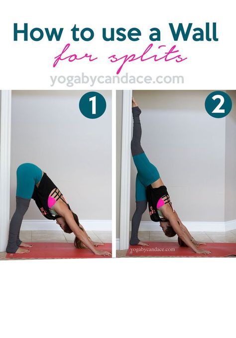 How to use a wall for splits Splits Yoga, Wall Split, Yoga Strength, Wall Yoga, Yoga Positions, Yoga Iyengar, Yoga Moves, Iyengar Yoga, Pose Yoga