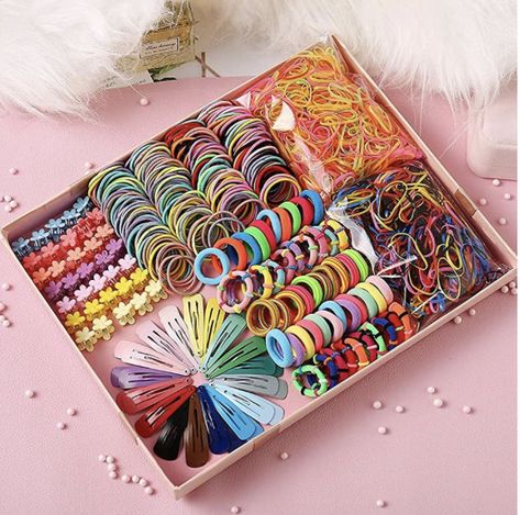 Have your mini me looking stylish with this 780 pcs hair accessories! #hair #hairstyles #girlshairstyle #afrohair #kidshair #kidshaircare #mixedchildren #blackhairstyles Rope Hair, Pink Gift Box, Hair Accessories Set, Princess Hairstyles, Claw Hair Clips, Hair Clips Girls, Flower Hair Pin, Elastic Hair Ties, Elastic Hair Bands