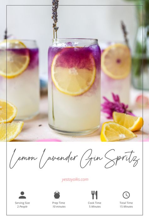 Rapunzel Drink Ideas, Spring Gin Cocktails, Summer Cocktails Aesthetic, Pastel Cocktails, Fun Summer Cocktails, Lemon Cocktails, Colourful Cocktails, Lavender Gin, Lavender Drink