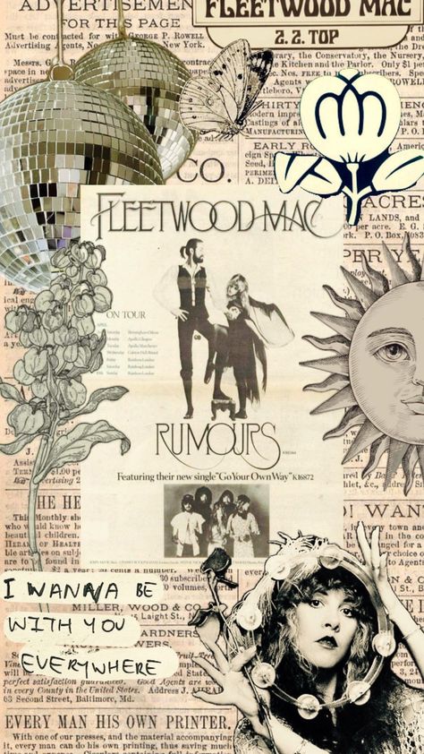 Fleet Wood Mac Aesthetic, Retro Wall Prints Aesthetic, Stevie Nicks Background, Fleetwood Mac Phone Wallpaper, Stevie Nicks Aesthetic Wallpaper, Fleetwood Mac Quotes Lyrics, Fleetwood Mac Wallpaper Iphone, Song Lyric Collage, Fleetwood Mac Wallpaper