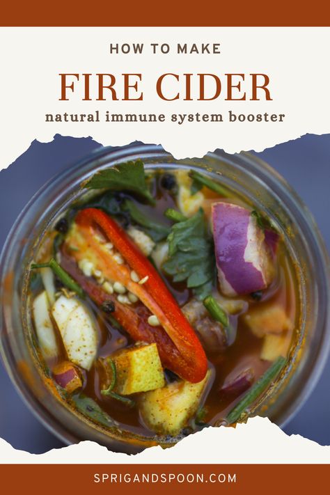 Fire cider is a potent herbal tonic designed to boost your immune system and aid digestion. Perfect for warding off colds and flu during the winter months, this simple recipe is easy to make and can help keep your entire family healthy all season long. Discover how to craft this revitalizing tonic and enjoy its benefits throughout the colder months! Fire Cider Benefits, Fire Cider Recipe, Healthy Winter Meals, Herbal Remedies Recipes, Herbal Tonic, Fire Cider, Tonic Recipe, Cider Recipe, How To Make Fire