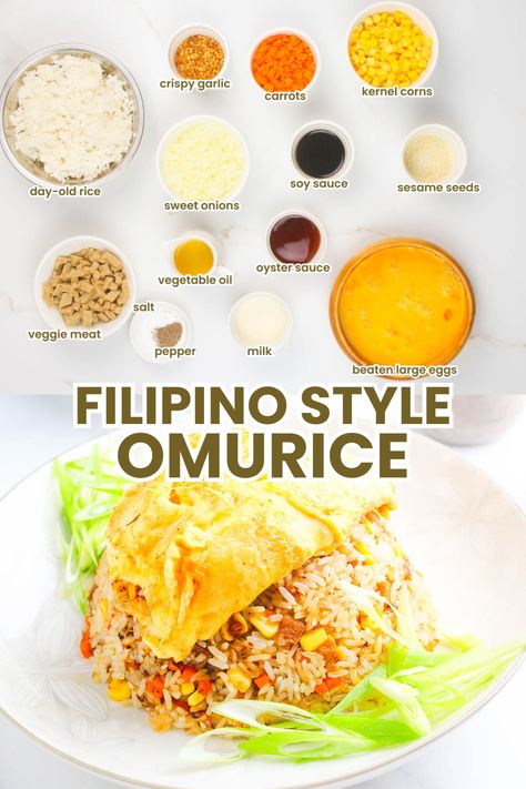 Filipino Breakfast Aesthetic, Omurice Recipe Japanese, Omurice Recipe, Fluffy Omelette, Rice Ideas, Filipino Breakfast, Canning Sweet Corn, Filipino Style, Adobo Chicken