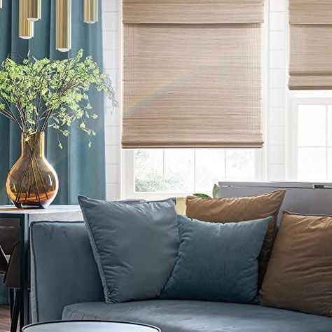 MOOD Custom Bamboo Shades | Woven | Cordless Designer Natural Woven Wood Roman Shades for Windows | | Amazon (US) Wood Roman Shades, Woven Wood Roman Shades, Shades For Windows, Bamboo Roman Shades, Fabric Roman Shades, Woven Wood Shades, Bamboo Blinds, Honeycomb Blinds, Hickory Wood