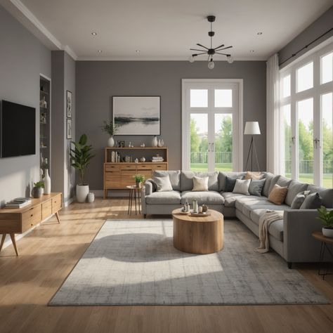 “A modern but cozy living room located in a suburban neighborhood” Modern House Suburbs, Suburban Contemporary House, Small Suburban Family Home, Large Suburban Family House, Perfect Suburban Neighborhood, Cozy Living, Cozy Living Rooms, House Inspo, The Neighbourhood