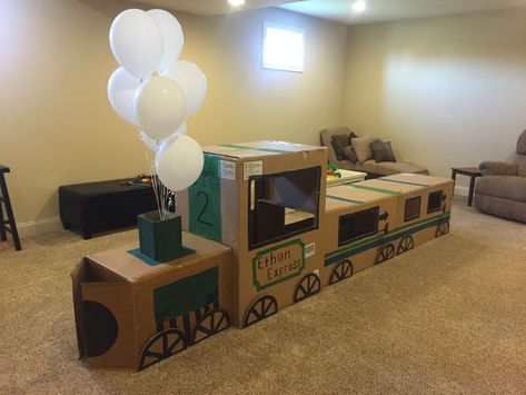 Train Diy, Cardboard Train, Polar Express Christmas Party, Train Theme Birthday Party, Thomas The Train Birthday Party, Polar Express Party, Thomas Birthday, Train Theme, Toddler Parties