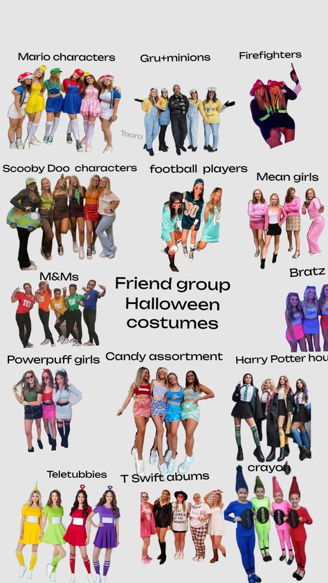 #halloween #friends Group Of 4 Costume Ideas, Group Of 4 Costumes, Friend Group Halloween Costumes, Gru And Minions, Friend Costumes, Group Halloween Costumes, Character Costumes, Powerpuff Girls, Mean Girls