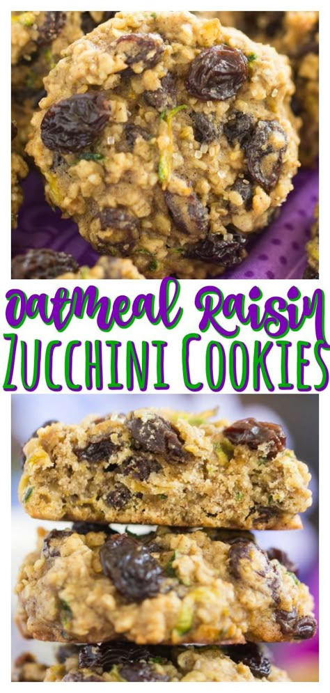 Zucchini Raisin Cookies, Cookies With Zucchini, Zucchini Oatmeal Raisin Cookies, Zucchini Oatmeal Cookies Recipes, Zucchini Recipes Cookies, Cookies With Raisins Recipes, Zucchini Raisin Bread, Recipes With Grated Zucchini, Zucchini Oatmeal Bars