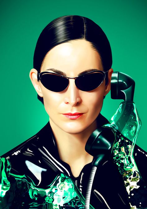 The Matrix Wallpaper, Matrix Trinity, Matrix Wallpaper, Enter The Matrix, The Matrix Movie, Film Festival Poster, Matrix Reloaded, Carrie Anne Moss, Digital Portrait Illustration