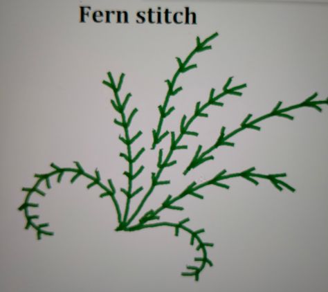 This is a very simple hand embroidery stitch suitable for beginners. Looks very dainty and can be worked with 3 or 6 strands of thread. Fern stitch is good for long leaves. Fern Stitch, Simple Hand Embroidery, Embroidery Stitch, Hand Embroidery Stitches, Hand Embroidery Designs, Fern, Hand Stitching, Embroidery Stitches, Hand Embroidery