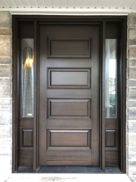 Wood Door Colour Ideas, Dark Brown Interior Doors, Dark Brown Front Door, Dark Brown Door, Brown Interior Doors, Dark Brown Bedrooms, Wooden Gate Designs, Modern Main Gate Designs, Brown Front Doors