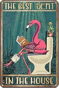 Flamingo Bathroom Decor, Flamingo Sign, Flamingo Bathroom, Restroom Accessories, Random Decor, Vintage Flamingo, Retro Style Art, Wall Outdoor, Flamingo Painting