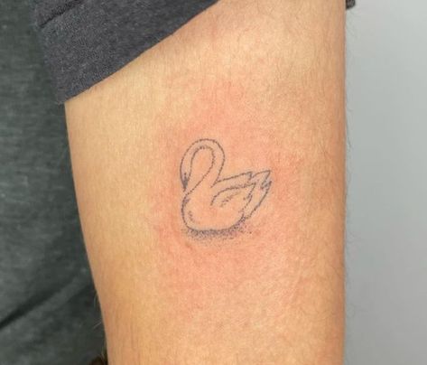 Among My Swan Tattoo, Swan Tattoo Aesthetic, Tiny Swan Tattoo, Swans Tattoo, Tattoo Swan, Coquette Tattoo, Black Swan Tattoo, Ephemeral Tattoo, Swan Tattoo