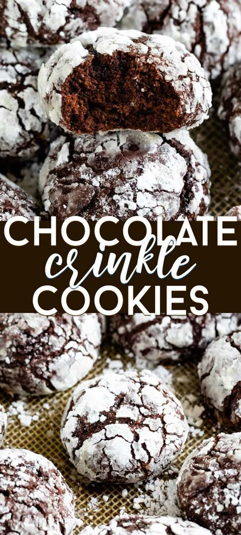 Cookies With Cocoa Powder, Chocolate Crinkle Cookies Recipe, The Best Christmas Cookies, Crinkle Cookies Recipe, Chocolate Crinkle, Chewy Chocolate Cookies, Crazy For Crust, Classic Cookies Recipes, Cookie Brownie Recipe