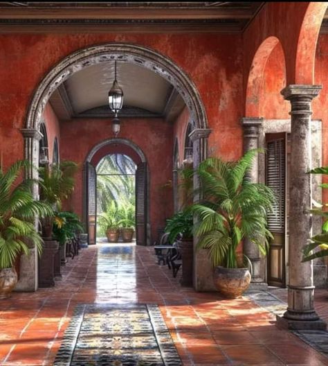 Mexican House Entrance, Colonial Mexican House, Mexican Style Mansion, Mexican Architecture Aesthetic, Mexico Architecture Mexican Style, Rustic Italian Decor, Mexico House, Hacienda Style Homes, Dream Life House