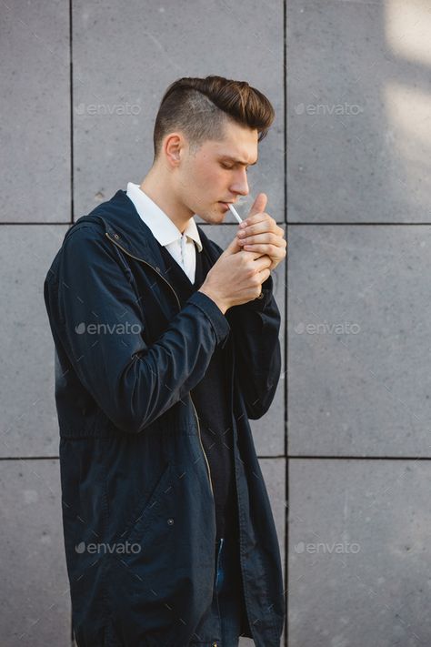 Fashion hipster male model smoking by arthurhidden. Fashion hipster male model smoking cigarette on the street#male, #model, #Fashion, #hipster Cigeratte Pose Reference, Man With Ciggerate, Holding Ciggerate Reference, References Male, Poses Guy, Wizard Oc, Male Model Fashion, Wayne Clark, Norwegian Fashion