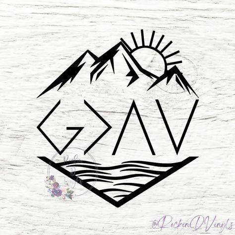 God is Greater Than the Highs and Lows Decal Christian Decal Vinyl Decal Mountains Ocean Sunshine - Etsy God Moves Mountains, Secret Tattoo, Christian Decals, Circuit Crafts, Cross Tattoos For Women, Saved Tattoo, Western Tattoos, Christian Rock, Church Shirt