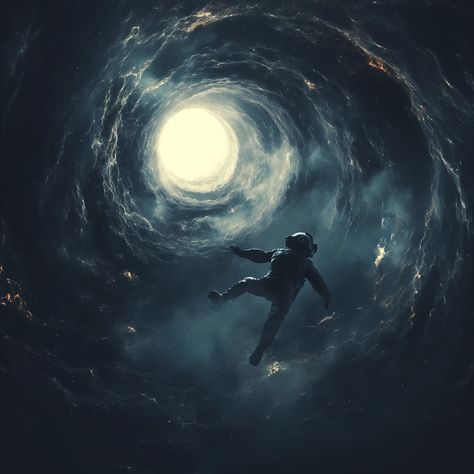 Falling In A Hole, Falling In Space, Astronaut Falling, Falling Through Space, Floating Through Space, Man Falling, Supermassive Black Hole, Webtoon Art, Male Profile