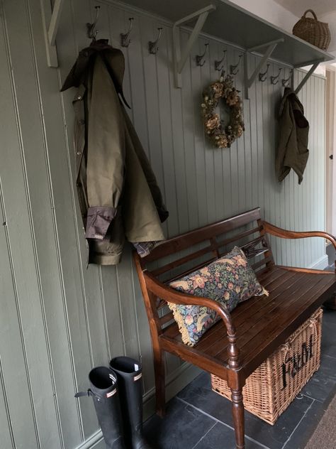 Neptune Boot Room, Mini Boot Room, Boot Room Panelling, Country Boot Room, Panelled Boot Room, Under Stairs Boot Room, Boot Room Ideas Entrance, Panelled Hallways, Small Boot Room Ideas