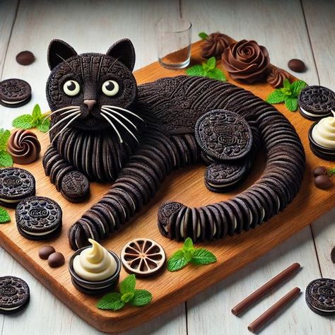 Cat Cake, Oreo Cake, Occasion Cakes, Cat Mug, Food Presentation, Cat Theme, Cat Art, Oreo, Black Cat