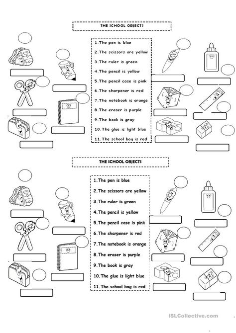 School objects match - English ESL Worksheets for distance learning and physical classrooms English Primary School, Classroom Objects, School Objects, Back To School Worksheets, Esl Activities, English Grammar Worksheets, School Rules, School Materials, English For Kids