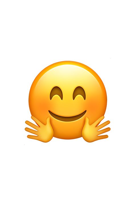 The 🤗 Hugging Face emoji depicts a yellow face with closed eyes, a wide smile, and two hands placed on its cheeks, as if it is giving a warm and friendly hug. The hands are shown in a light skin tone and are positioned in a way that suggests a tight embrace. The overall appearance of the emoji is cheerful and affectionate. Smile Emoji Photo, Emoji With Hands, Hug Emoji, Emoji Ip, Friends Emoji, Emoji Tattoo, Emoji Smile, Emojis Iphone, Apple Emojis