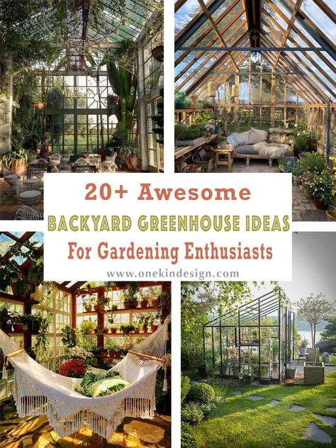 20+ Awesome Backyard Greenhouse Ideas For Gardening Enthusiasts Backyard Shed Greenhouse, Backyard Greenhouse Landscaping, Green House Interior Ideas Planters, Garden Design Greenhouse, Greenhouse She Shed Ideas, Greenhouse Designs Ideas, Landscape Around Greenhouse, Green House Pool Ideas, Greenhouse Deck Ideas