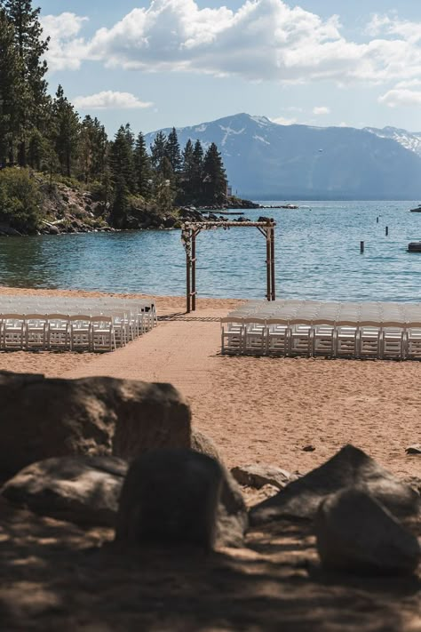 Lake Tahoe Wedding Summer, Lake Tahoe Wedding Venues, Lake Tahoe Wedding, Lily Wedding, Wedding Beach Ceremony, Lake Tahoe Weddings, Lake Beach, Beach Ceremony, Tahoe Wedding