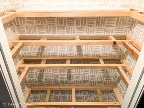 Floating Pantry Shelves, Corner Pantry Shelves, Floating Shelf Design, Diy Pantry Shelves, Pantry Renovation, Pantry Closet Design, Armoire Entree, Pantry Room, Pantry Shelves