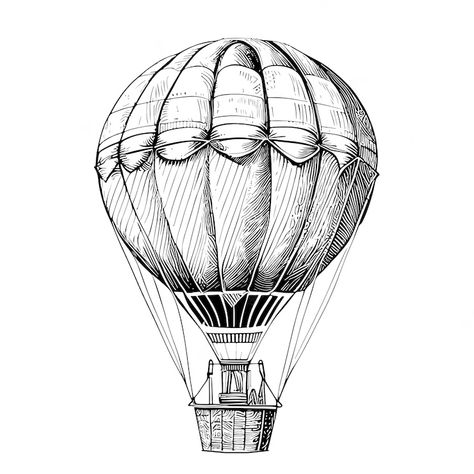 Premium Vector | Vector hot air balloon aerostat sketch hand drawn vector illustration Hot Air Balloon Drawing, Seagull Tattoo, Pattern Outline, Balloon Drawing, Hot Air Balloon Tattoo, Air Balloon Tattoo, Carousel Theme, Hot Air Balloons Art, Drawing Backgrounds