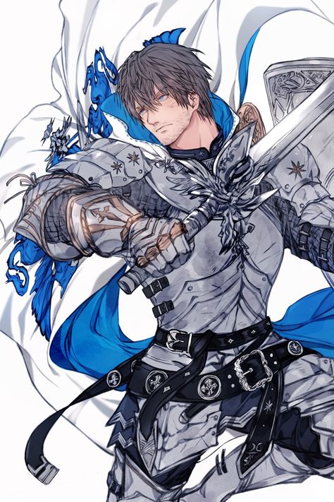 Fantasy Stuff, Final Fantasy Art, Knight Art, Character Poses, Final Fantasy Xiv, Fantasy Warrior, Boy Art, Dnd Characters, Fantasy Character Design