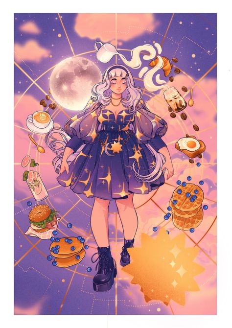 🌿✨lana✨🌿 shop closed on Twitter: "Celestial cafe witch ✨💫☁️… " Lunar Witch, Witch Drawing, Witch Room, Witch Design, Witchy Wallpaper, Magical Life, Fantasy Props, Cafe Art, Illustration Art Girl