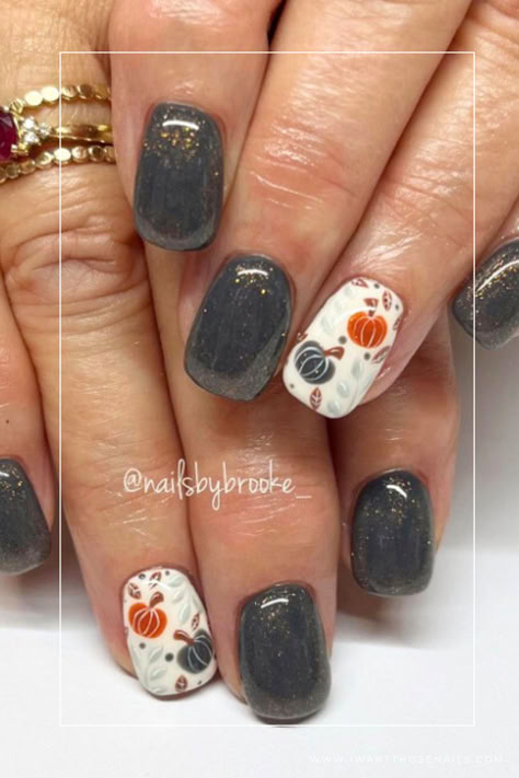 Pumpkin Nails Fall Thanksgiving Nails 2024, Fall Gel Nail Art Ideas, Classy Pumpkin Nails, Gel X Fall Nail Designs, White Pumpkin Nail Art, Holloween Nails Design, Unique Fall Nail Designs, Fall Nails Pumpkin Design, Fall Pumpkin Nail Designs