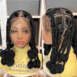 Handmade braided knotless box braids wig for black women with glueless full lace wig.with baby hair.frontal black women braided wig Cornrow Buns, Kanekalon Braiding Hair, Micro Twists, Braid Wig, Wig For Black Women, Box Braid Wig, Braided Wigs, Box Braid, Braided Wig