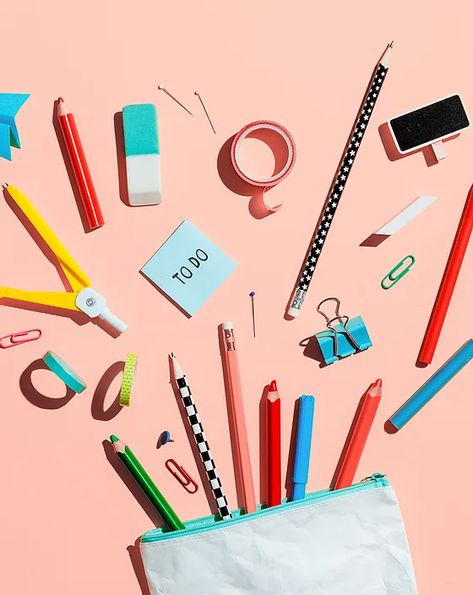 Back To School Flatlay, Back To School Product Photography, School Supplies Photography, Paper Clip Aesthetic, Stationary Photoshoot, Craft Product Photography, Stationary Photography, Back To School Campaign, Stationery Photography