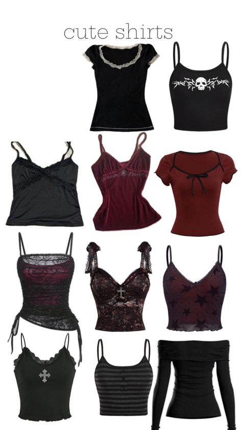 Pretty Goth Outfits, Romantic Goth Outfits Casual, Goth Aesthetic Clothes, Emo Tops, Goth Outfits Aesthetic, Alternative Tops, Alternative Fashion Outfits, Alt Clothes, Dark Coquette