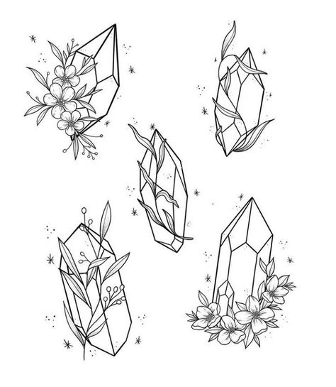 Flash Art Tattoos, Ide Jurnal, Crystal Tattoo, Crystal Drawing, Kunst Tattoos, Desenho Tattoo, Tattoo Flash Art, Flash Art, Journal Doodles