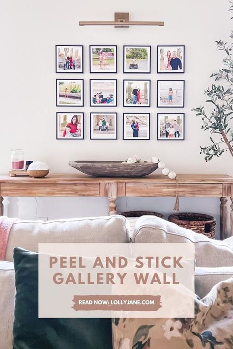 Gallery Entryway, Style An Entryway, Wall Peel And Stick, Entryway Gallery Wall, Peel And Stick Wall Decor, Stick Wall Decor, Wall Decor Gallery, Decor Gallery Wall, Family Photo Wall