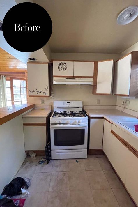 Kitchen before renovation Backsplash Before And After, Old Kitchen Renovation, Remove Kitchen Wall, 1930s Kitchen Remodel, Old Kitchen Cabinet Makeover, Kitchen Cabinet Liners, Claire Thomas, Historic Kitchen, Cabinet Liner