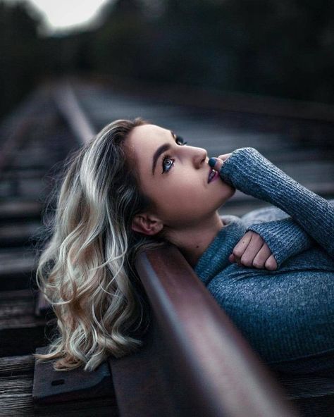 Train Tracks, A Woman, Train