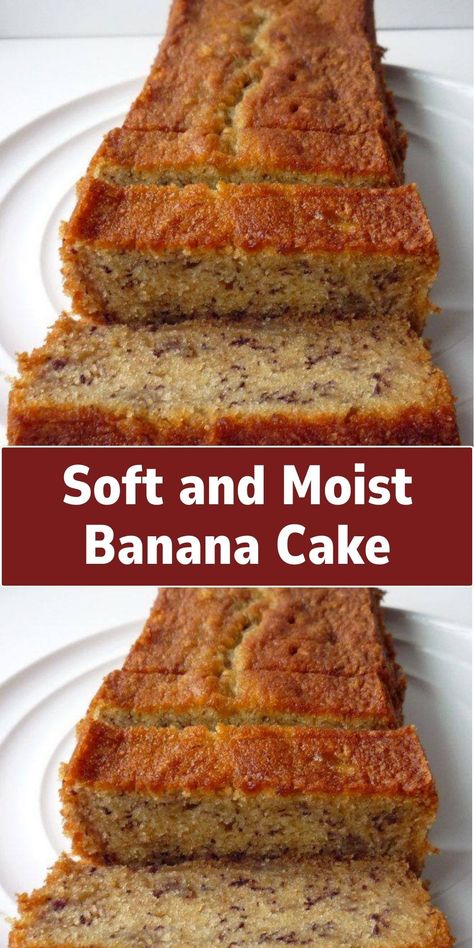 Treat yourself to the sweet, comforting flavors of our Soft and Moist Banana Cake. A perfect way to use up ripe bananas, this cake is a deliciously moist, sweet delight. Banana Honey Cake Recipe, Banana Bread With Cake Flour, The Best Banana Cake Recipe, Banana Cake Loaf Recipe, Banana Cake Bread, Moist Banana Cake Recipe Oil, The Best Healthy Banana Bread, Banana Loaf Cake Recipes, Banana Cake Moist