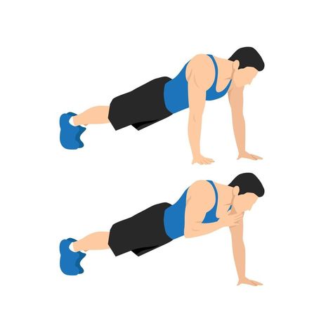 Shoulder Taps Exercise, Exercise Illustration, Shoulder Taps, Plank Shoulder Taps, Flat Vector Illustration, Flat Vector, Back To Basics, Lower Body, Upper Body