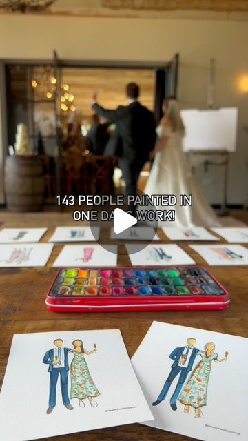 Live sketching • Personalised cards & illustrations on Instagram: "We really are the fastest in the game 😉🎨 143 guests painted in one day’s work, I might need a chiropractor now 🤣 #livesketching #livepainting #weddingartist #weddingpainter #weddingart #weddingillustration #weddingportrait #liveillustration" Guest Painting At Wedding, Live Painter At Wedding, Live Guest Painting Wedding, Wedding Painter Live, Live Wedding Painting Watercolor, Live Sketching, Wedding Painting, Personalised Cards, Sky Full Of Stars