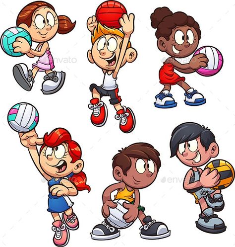 Netball Kids - Sports/Activity Conceptual Netball Clipart, Desenho Tom E Jerry, Art Vector Illustration, Cartoon Boy, 캐릭터 드로잉, Netball, Kids Clipart, Clip Art Borders, Superhero Design