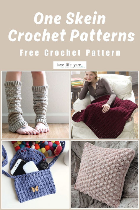 25 FREE CROCHET PATTERNS FOR WHEN YOU ONLY HAVE ONE SKEIN (2023) One Skein Crochet Project, Super Saver Yarn Crochet Patterns, Chunky Crochet Projects Ideas, Acrylic Yarn Crochet Patterns, Fast Crochet Patterns Free, Crochet 1 Skein Projects, One Colour Crochet Projects, Crochet Patterns Chunky Yarn, Size 6 Yarn Crochet Patterns