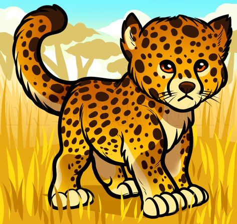 Here is another baby animal that I said I was going to submit, and no you have never seen this one before. Up next, we will have fun as we learn "<str How To Draw A Cheetah, Feline Reference, Cheetah Cartoon, Safari Snacks, Cheetah Painting, Cheetah Pictures, Wild Animals Drawing, Cheetah Drawing, Cheetah Party