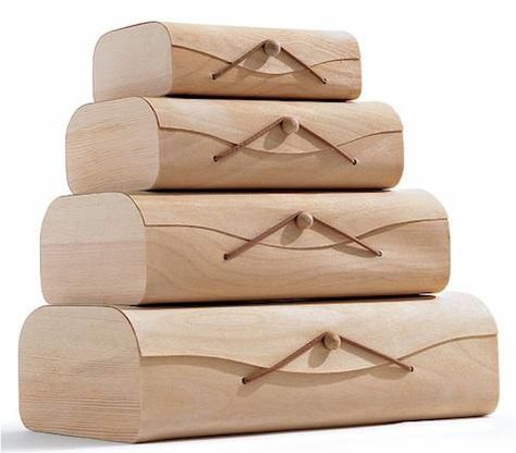 We like the Scandinavian vibe of these Birch Storage Boxes at CB2; $29.95 for set of four. The wood boxes are flex envelope-style in a wrap of natural birc Modern Desk Accessories, Wood Packaging, Wooden Packaging, Dorm Accessories, Wine Packaging, Modern Storage, Packaging Boxes, Packaging Ideas, Wooden Storage